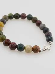 Religious Bracelet Indian Agate 8mm and Cross