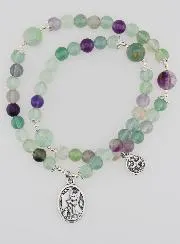 Fluorite Stone Rosary - Saint Michael and Saint Benedict