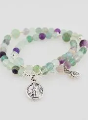 Fluorite Stone Rosary - Saint Michael and Saint Benedict
