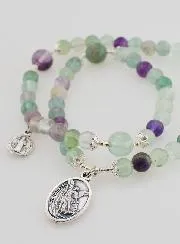 Fluorite Stone Rosary - Saint Michael and Saint Benedict