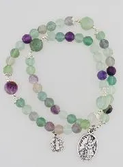 Fluorite Rosary Bracelet - Saint Michael and Saint Benedict