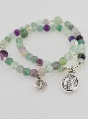 Fluorite Rosary Bracelet - Saint Michael and Saint Benedict