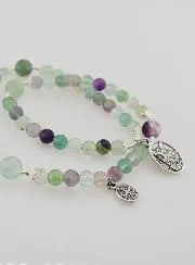 Fluorite Rosary Bracelet - Saint Michael and Saint Benedict