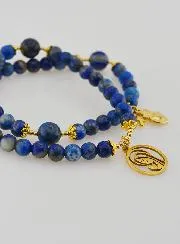 Lapis Lazuli Rosary - Virgin Mary and Ex Voto