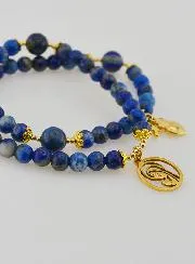 Lapis Lazuli Rosary Bracelet - Virgin Mary and Ex Voto