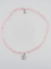 Rose Quartz Rosary - Virgin Mary and Holy Trinity