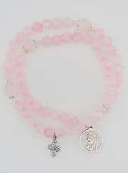 Rose Quartz Rosary - Virgin Mary and Holy Trinity