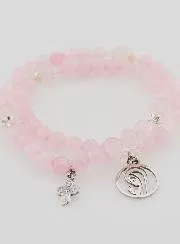 Rose Quartz Rosary - Virgin Mary and Holy Trinity