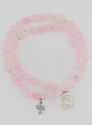 Rose Quartz Rosary Bracelet - Virgin Mary and Holy Trinity