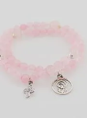 Rose Quartz Rosary Bracelet - Virgin Mary and Holy Trinity