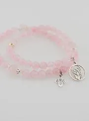 Rose Quartz Rosary Bracelet - Virgin Mary and Holy Trinity