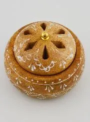 Handcrafted Wooden Incense Burner - 10cm