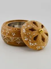 Handcrafted Wooden Incense Burner - 10cm