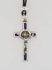 Religious Necklace Saint Benedict's Cross - Blue