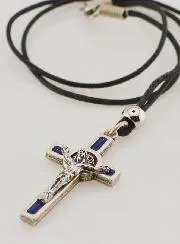 Religious Necklace Saint Benedict's Cross - Blue