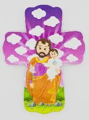 Child's Cross to Hang - Saint Joseph with Lily