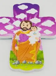 Child's Cross to Hang - Saint Joseph with Lily