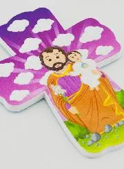 Child's Cross to Hang - Saint Joseph with Lily