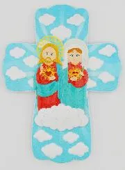 Children's Cross to Hang - Sacred Hearts of Jesus and Mary