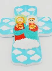 Children's Cross to Hang - Sacred Hearts of Jesus and Mary