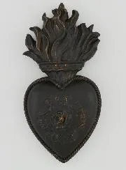 Ex Voto Wall Decoration Black and Bronze Flower Heart - 13cm
