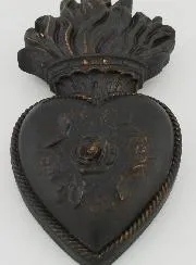 Ex Voto Wall Decoration Black and Bronze Flower Heart - 13cm
