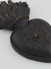 Ex Voto Wall Decoration Black and Bronze Flower Heart - 13cm