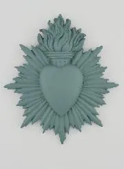 Ex Voto Wall Decoration Radiant Heart 17cm - Green Grey