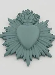 Ex Voto Wall Decoration Radiant Heart 17cm - Green Grey