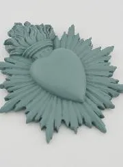 Ex Voto Wall Decoration Radiant Heart 17cm - Green Grey