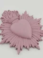 Ex Voto Wall Decoration Radiant Heart 17cm - Pink
