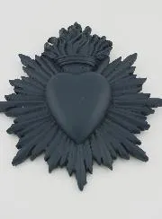 Ex Voto Wall Decoration Radiant Heart 17cm - Blue Grey