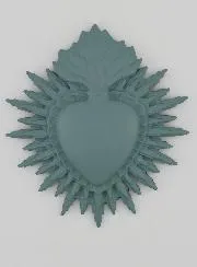 Ex Voto Wall Decoration Radiant Heart 11cm - Grey Green