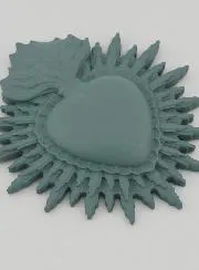 Ex Voto Wall Decoration Radiant Heart 11cm - Grey Green