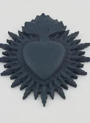 Ex Voto Wall Decoration Radiant Heart 11cm - Blue Grey