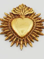 Ex Voto Wall Decoration Radiant Heart 11cm - Gold
