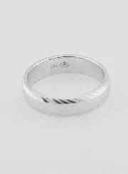 Wedding Ring in Solid Silver with a Polished Pattern - Size 56