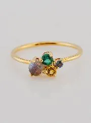 Gold-plated Ring Labradorite and Zirconia - Size 54