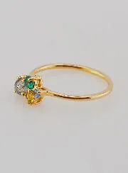 Gold-plated Ring Labradorite and Zirconia - Size 54