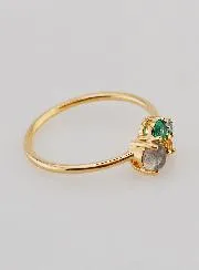 Gold-plated Ring Labradorite and Zirconia - Size 54