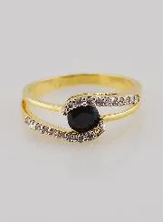 Gold-plated Ring Sapphire and Zirconia - Size 54