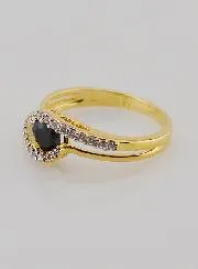 Gold-plated Ring Sapphire and Zirconia - Size 54