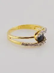Gold-plated Ring Sapphire and Zirconia - Size 54