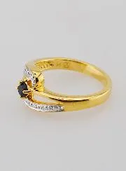 Gold-plated Sapphire and Zircon Ring - Size 54
