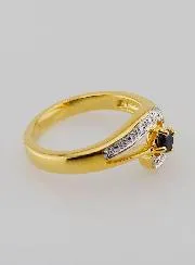 Gold-plated Sapphire and Zircon Ring - Size 54