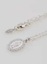 Necklace Miraculous Virgin Silver and White Enamel