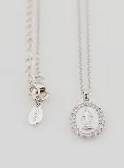 Necklace Miraculous Virgin Silver and White Enamel
