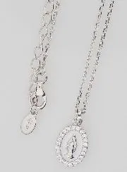Necklace Miraculous Virgin Silver and White Enamel
