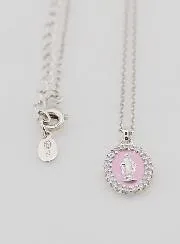 Necklace Miraculous Virgin Silver and Pink Enamel