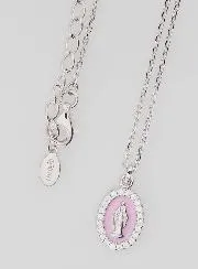 Necklace Miraculous Virgin Silver and Pink Enamel